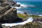 Cape Arago State Park, Coos County, Oregon, USA. Pacific Ocean meets rocks on the rugged coastline. Art Print